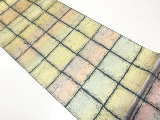 屏風箔模様織り出し　袋帯